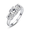 thumbnail image 1 of White Gold with Three Cubic Zirconia Stones Ring for Women by Hollywood Sensation Size: 7, Color: Silver, 1 of 5