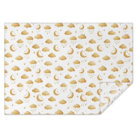 White Golden Cloud Moon Pattern Rectangle Tablecloth 60"x84",Waterproof Polyester Rectangle Table Cloth, Wipeable Spillproof Polyester Tablecloth for Dining, Camping, Indoor and Outdoor