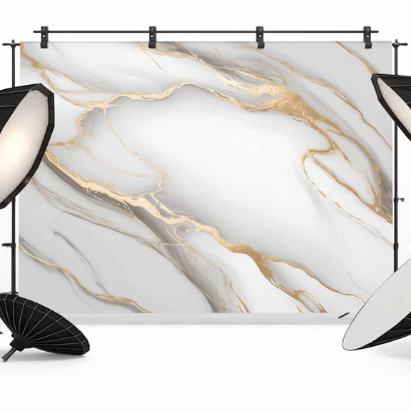 White Golden Marble Backdrop for Photography,Fabric Photo Background Backdrop,Modern Abstract Art Marble Flow Photo Booth Background for Portrait Photoshoot Video Wedding Decoration Banner 7x5ft