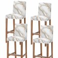 thumbnail image 1 of White Golden Marble Bar Stool Cover Set of 4, Modern Abstract Art Marble Crack Stretch Bar Chair Cover, Removable Washable Pub Counter Stool Chair Slipcover for Kitchen Dining Room Pub Cafe, 1 of 9