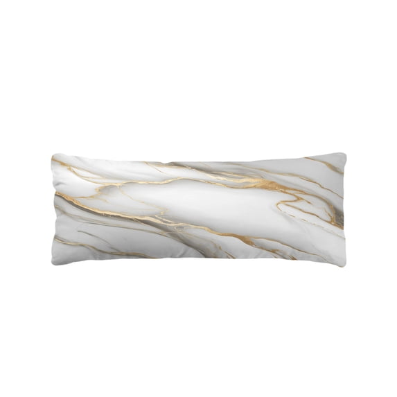 White Golden Marble Body Pillow Cover 20x54, Modern Abstract Art Marble Crack Decorative Pillowcase with Zipper, Microfiber Pillow Protector, Soft Breathable Long Lumbar Pillowcases for Women