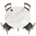 thumbnail image 1 of White Golden Marble Fitted Tablecloth with Elastic Edged, Round Table Cloth for Dining Table, Modern Abstract Art Elegant Waterproof Oil Proof Table Cover for Indoor Outdoor 45"-54", 1 of 8