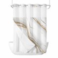 thumbnail image 1 of White Golden Marble No Hook Shower Curtain Waterproof, Bathroom Curtains with Snap in Liners and See Through Top Window, Modern Abstract Art Marble Crack Hotel Style Bathtub Curtains Shower 48"Wx72"L, 1 of 8