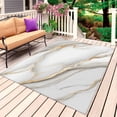 thumbnail image 1 of White Golden Marble Outdoor Rug for Patio/Deck/Porch, Non-Slip Large Area Rug 5 x 7 Ft, Modern Abstract Art Marble Flow Indoor Outdoor Rugs Washable Area Rugs, Reversible Camping Rug Carpet Runner, 1 of 8
