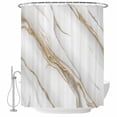 thumbnail image 1 of White Golden Marble Shower Curtain, Waterproof Shower Curtains for Bathroom, Modern Abstract Art Marble Crack Washable Fabric Bathtub Curtain Set Bath Decor with 12 Hooks Long 72"x84", 1 of 8
