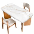 thumbnail image 1 of White Golden Marble Table Cloths for 4 Foot Rectangle Tables, Modern Abstract Art Elegant Patio Waterproof Elastic Fitted Tablecloths, Washable Rectangular Table Cover for Camping, 1 of 8
