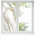 thumbnail image 1 of White Golden Marble Window Privacy Film, Modern Abstract Art Marble Flow Static Cling UV Sun Blocking Heat Control Window Tint Day and Night, Non-Adhesive One Way Windows Privacy Cover 19.6''x39.3'', 1 of 7