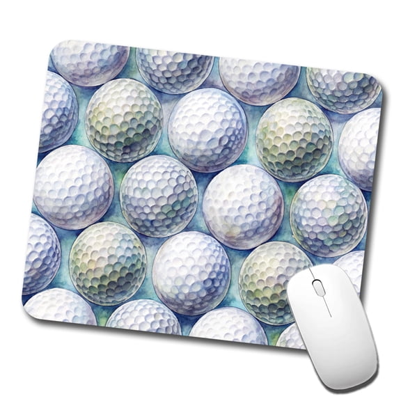White Golf Balls Watercolor Mouse Pad Low Profile Gaming Mat