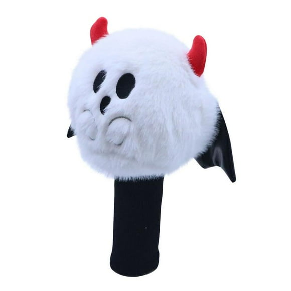 White Golf Driver Headcover – Halloween Themed Skull or Pumpkin Design, Soft Plush Cover for 1 Wood