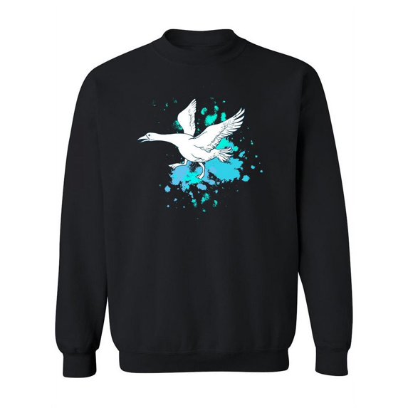 White Goose And Blue Splashes Sweatshirt Women -Image by Shutterstock, Female x-Large