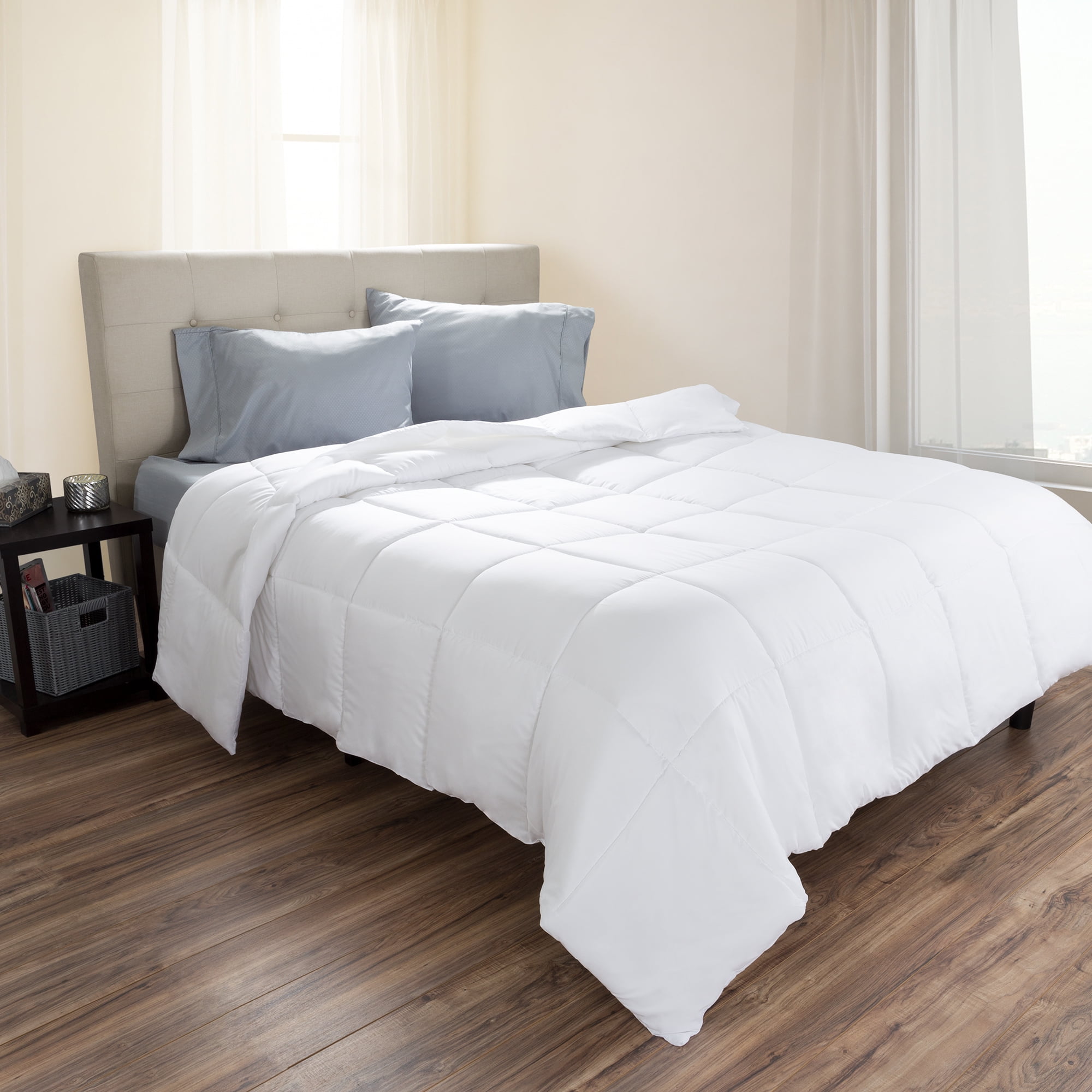 White Goose Down Alternative, Hypo-Allergenic, Quilted Box Stitched Comforter for Adult by Somerset Home