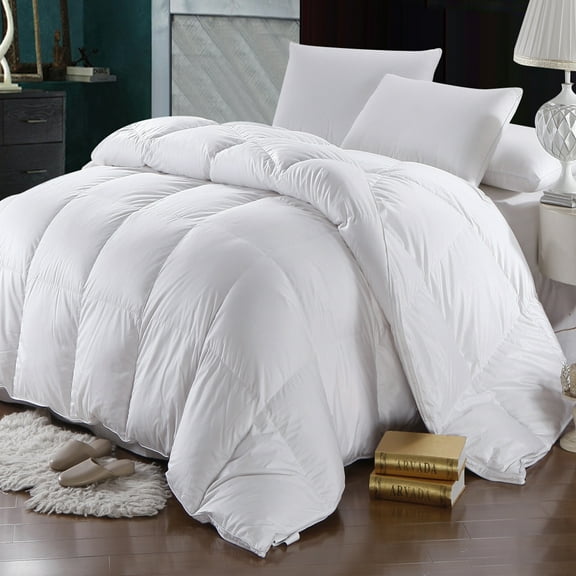 White Goose Down Comforter 600 Thread Count Oversized Winter Weight by Abripedic - Queen Size