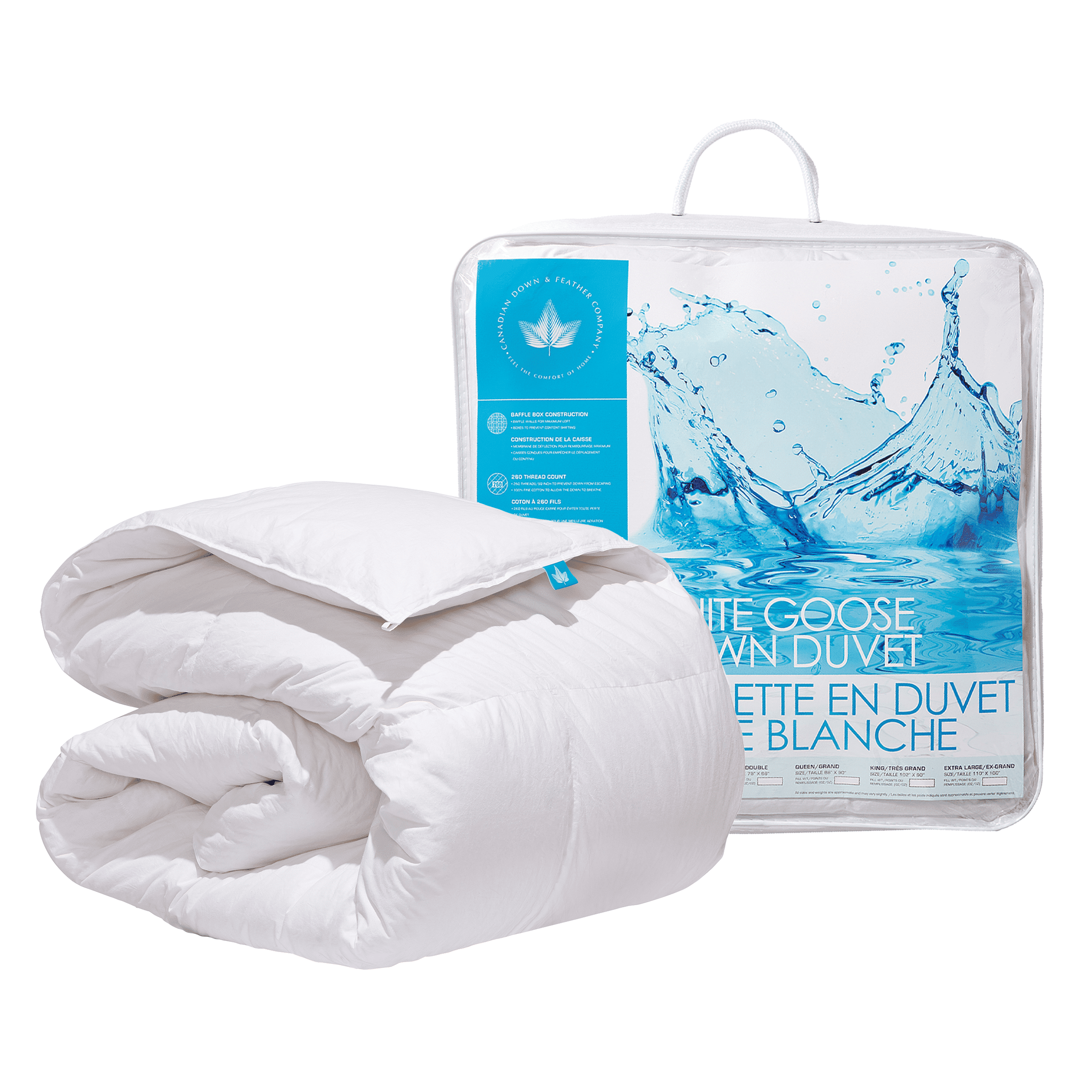 White Twin Cotton Goose Down Comforter