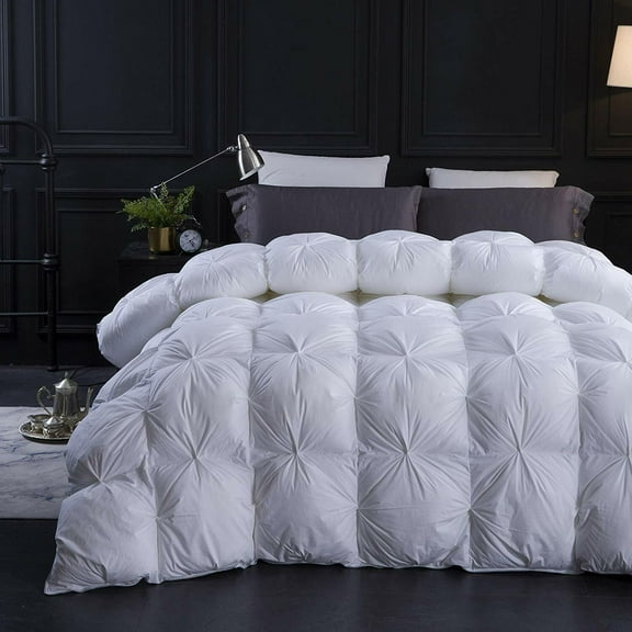 White Goose Down Comforter Pinch Pleat Design Duvet Insert 750+FP,1200TC