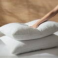 thumbnail image 1 of White Goose Feather Cotton Pillows Queen Size Set of 2, 1 of 7