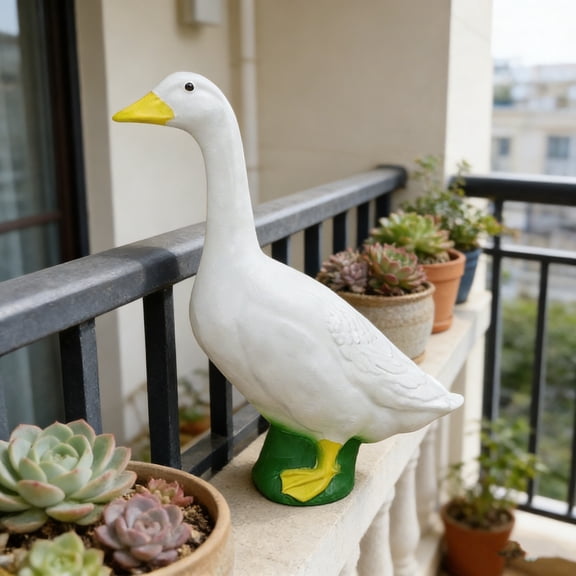White Goose Garden Statue (7") - Resin Outdoor Decor Figurine for Patio, Entryway & Indoor Accent