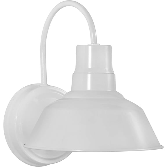 White Gooseneck LED Wall Sconce Barn Light Fixture - Industrial Antique Farmhouse Style - Vintage Patio Porch Wall Mount Light - Indoor/Outdoor - UL Listed - 9W 800lm Cool White