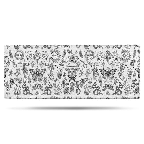 White Gothic Hand Butterfly Pattern Bathroom Rugs Mat,Non Slip Microfiber Bathroom Rug,Rubber Backing,Soft Bathroom Mats for Bathroom Floor,Tub and Shower,60x24in(150x60cm)