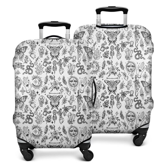 White Gothic Hand Butterfly Pattern Luggage Cover Fashion Suitcase Cover Baggage Covers Fit 25-28 Inch Luggage (Go Travel)