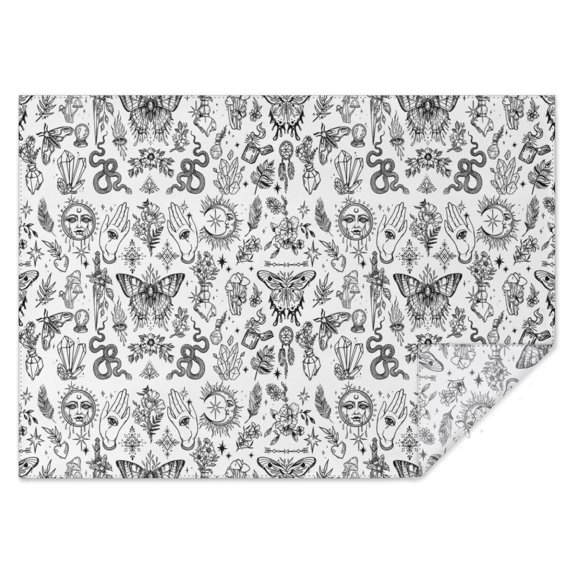 White Gothic Hand Butterfly Pattern Rectangle Tablecloth 60"x84",Waterproof Polyester Rectangle Table Cloth, Wipeable Spillproof Polyester Tablecloth for Dining, Camping, Indoor and Outdoor