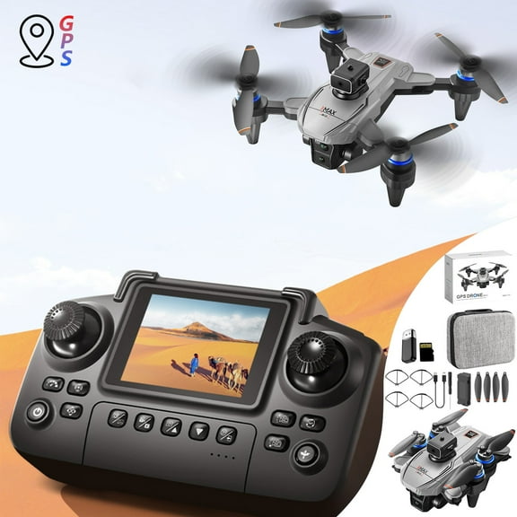 White Gps Drone With Screen Remote Control Brushless Motor And Cool Lights Drones 5G Rc Quadcopter Altitude Hold Obstacle Avoidance For Kids And Adults, 26X25.5X9In 1.22Lb