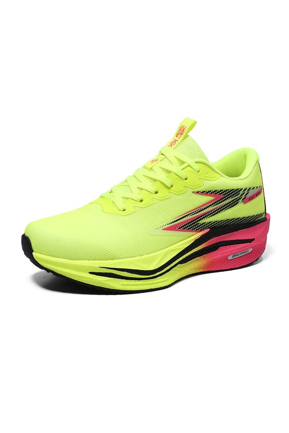 White Gradient Cyan Purple Streamline Triangle Jacquard Carbon Plate Racing Running Shoes