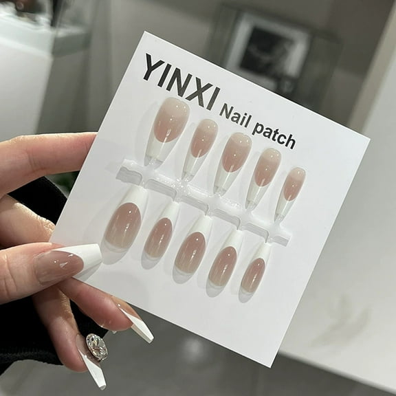 White Gradient Nail Stickers Short Wear Decoration 30 Tips Designs for Manicure Salon Home Use