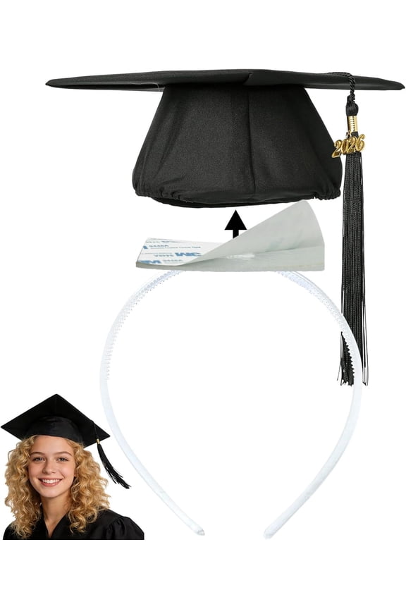 White Graduation Cap Headband Insert, Anti-Slip Graduation Hat Holder for Curly Hair, Secure Fit Hairband Accessory, Keeps Hairstyle Natural and Stable