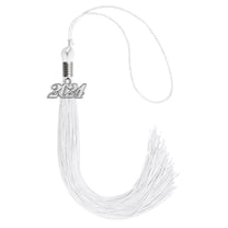 Endea Graduation White Graduation Tassel with Silver Date Drop