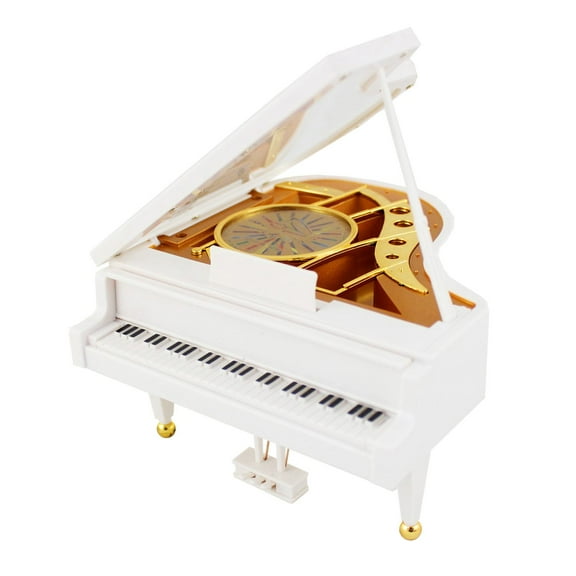 White Grand Piano Music Box - Plays Whereever you need me I will Alawys Be There For You