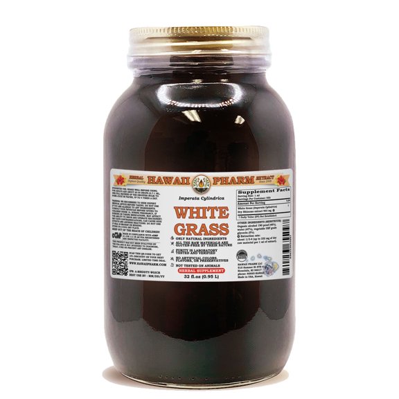 White Grass (Imperata Cylindrica) Dry Rhizome Liquid Extract. Expertly Extracted by Trusted HawaiiPharm Brand. Absolutely Natural. Proudly made in USA. Tincture 32 Fl.Oz