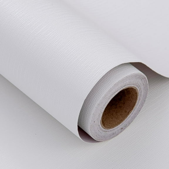 White Grasscloth Wallpaper Peel and Stick Fabric Linen Textured 24"x394" Classic Faux Grassweave Upgraded Thick Self-Adhesive Neutral Contact Paper Vinyl Film Liner Roll for Home Use