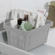 White/Gray/Army Green/Light Green Plastic Shopping Baskets, 9.64x7.04x5.11in with Handles, 5.7L Capacity for Market Grocery Storage