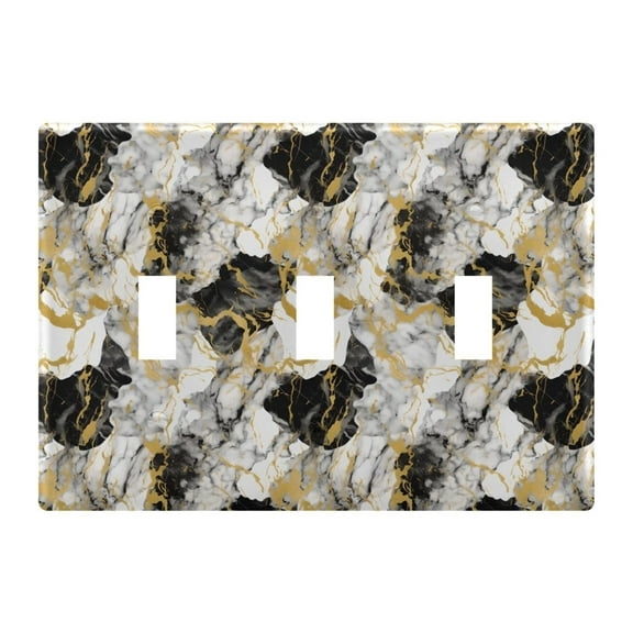 White Gray Black Gold Marble Light Switch Plate Covers 3 Gang Wall Plate Plastics Outlet Covers for Kitchen Home Office Decor