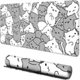 thumbnail image 1 of White and Gray Cats Large Gaming Mouse Pad for Desk,XL Big Mouse Pad Gaming Desk MatCute Mousepad Desk Pad with Non-Slip Base and Stitched Edge,Keyboard Mouse Mat for Home Office Work,31.5 x 11.8 in, 1 of 6