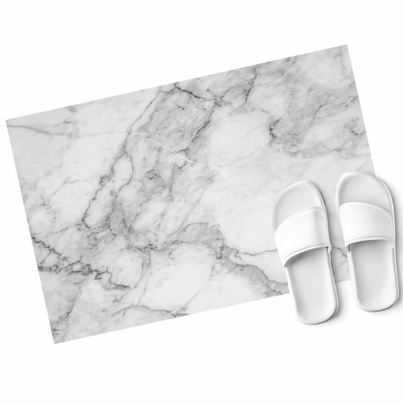 White Gray Door Mat Abstract Art Marble Texture Modern Simple Non Slip Absorbent Entrance Mat Washable Low Profile Indoor Doormat for Front Door Entryway Entry 18"x30"