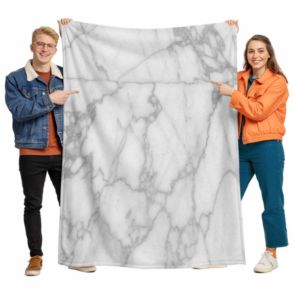 White Gray Flannel Blanket for Bed,Travel and Camping, Abstract Art Marble Texture Modern Concise Super Soft Cozy Blanket for All Seasons 30"x40"