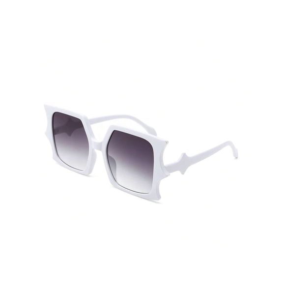 White-Gray Gradient Frame Sunglasses - Dark Lens UV Protection Minimalist Casual Eyewear