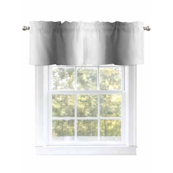 White Gray Gradient Texture Valances for Windows, Rod Pocket Kitchen Valance Curtains - Soft & Washable Small Window Treatment for Living Room,&nbsp;Bathroom, Abstract Ombre Art , 42x12 Inch, 1 Panel
