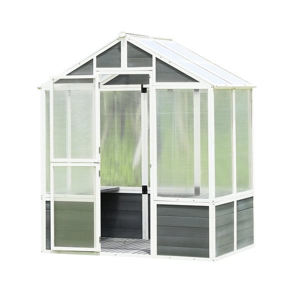 White + Gray Greenhouse for Cold Protection / Keep Plants Warm in Winter Garden