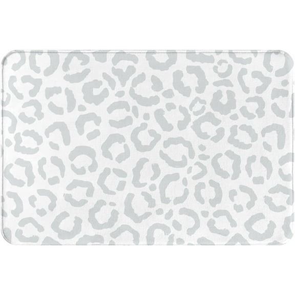 White Gray Leopard Cheetah Animal Print Bath Mat, Bathroom Rug, Washable Microfiber Soft Doormats Shower Mat, Home Decor Non-Slip Super Absorbent