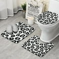 thumbnail image 1 of White and Gray Of Leopard Print Bathroom Rugs Sets 3 Piece,Toilet Cover Set,Absorbent Non Slip Bathroom Mats Sets with U-Shaped Contour Rug Toilet Rug Set, 1 of 5