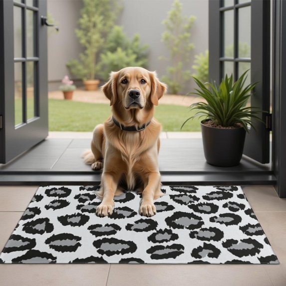 White and Gray Of Leopard Print Door Rugs,Washable Non Slip Door Mats Indoor,Decorative Door Mats,Entry Mat Indoor for Entrance,Bedroom,Kitchen,Bathroom,20"x32"