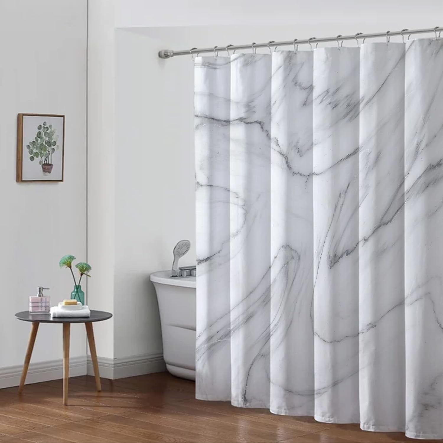 White Gray Marble Bathroom Shower Curtains Set,Luxury Bath Curtain Sets ...