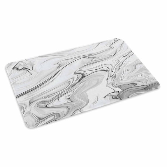 White Gray Marble Doormat Outdoor Entrance 16"x24", Modern Minimalist Abstract Texture Absorb Moisture Dirt Door Mats, Non-Slip Rubber Backing Floor Mats Indoor, Low-Profile Front Door Rugs