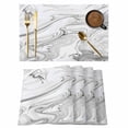 thumbnail image 1 of White Gray Marble Placemats Set of 6 Modern Minimalist Abstract Texture Place Mats Indoor Wipeable Table Mats Washable Cloth Dining Table Placemats for Kitchen Holiday Party Home Decor 13x19 Inch, 1 of 9