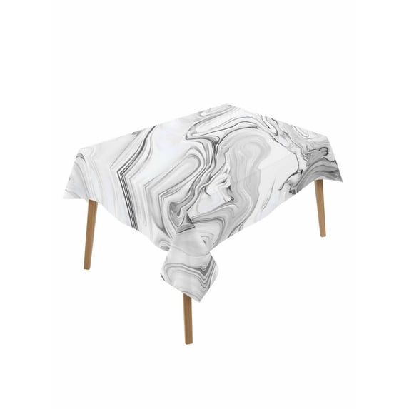 White Gray Marble Table Cloth, Modern Minimalist Abstract Texture Waterproof Tablecloth for Rectangle Tables, Reusable Washable Fabric Table Cover for Restaurant Kitchen Dining Tables 60"x102"