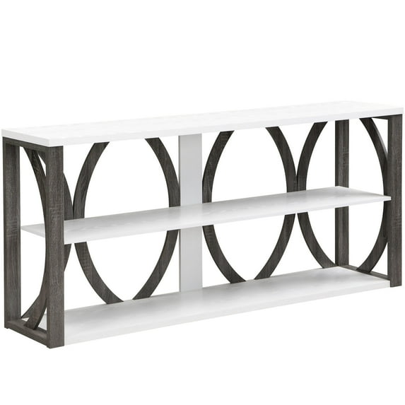 White+Gray Open-Storage Console Table - 31.89-Inch Height - Primary Living Spaces - Adapts to Various Furniture Sets