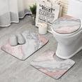 thumbnail image 1 of White Gray Red Marble Pattern Bathroom Rugs Sets 3 Piece,Toilet Cover Set,Absorbent Non Slip Bathroom Mats Sets with U-Shaped Contour Rug Toilet Rug Set, 1 of 5