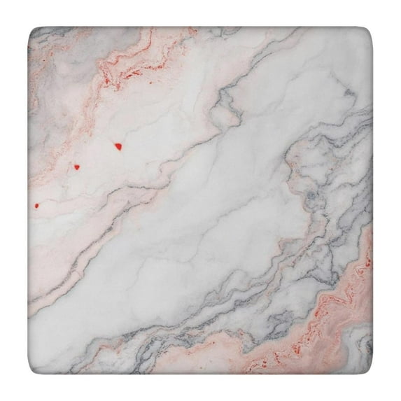 White Gray Red Marble Pattern Square Fitted Tablecloth with Elastic Edge,Square Table Cover,Washable Elastic Table Cover for Home Kitchen Party Decor 36"x36"